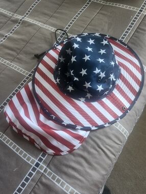 Patriotic Stars & Stripes Bucket/Boonie-style Hat - Blue/Red/White, Size: M/L